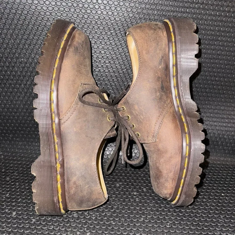 VINTAGE Dr. Martens 1561 Made In England Brown Leather Oxford Shoe Youth 4 (3)